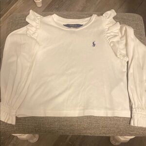 Polo by Ralph Lauren Kids White Long Sleeve Ruffle Tee